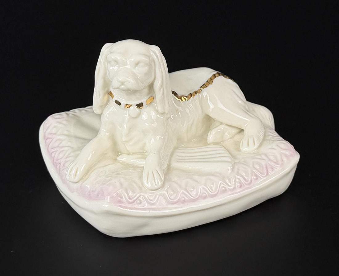 Belleek Porcelain Cavalier King Charles Spaniel: 4 7/8" by 4" by 3".