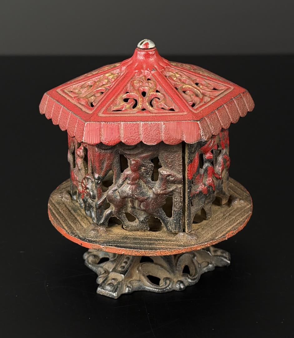 Cast Iron Carousel Merry Go Round Coin Bank (1 of 5)
