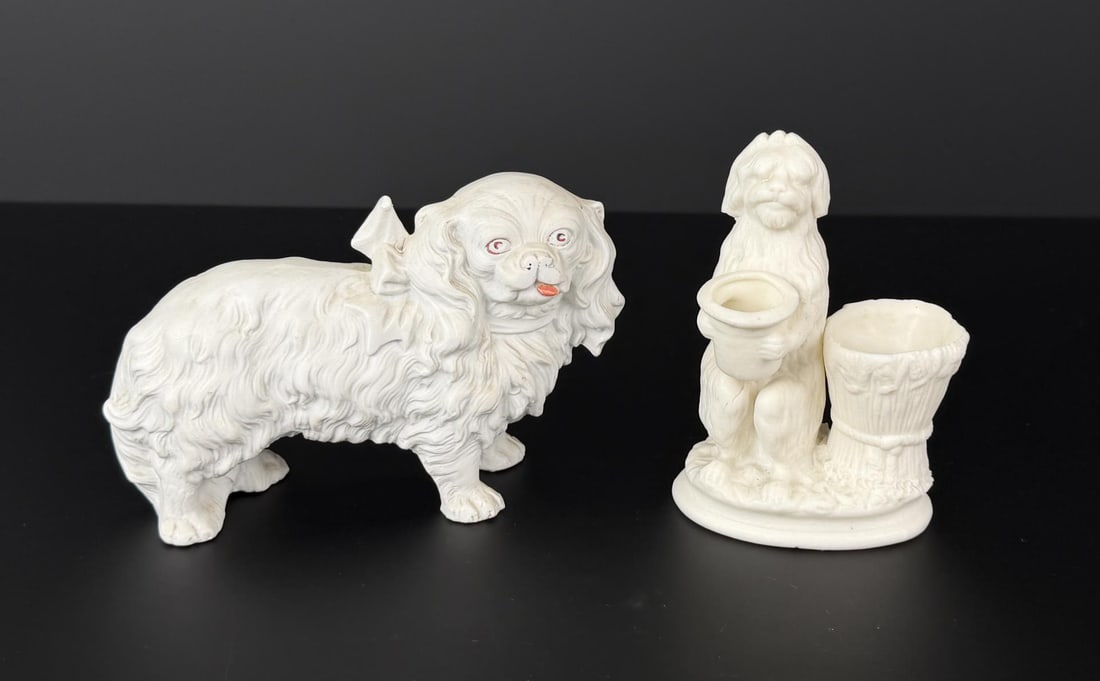 German Bisque Spaniel Dog and Toothpick Holder (1 of 5)