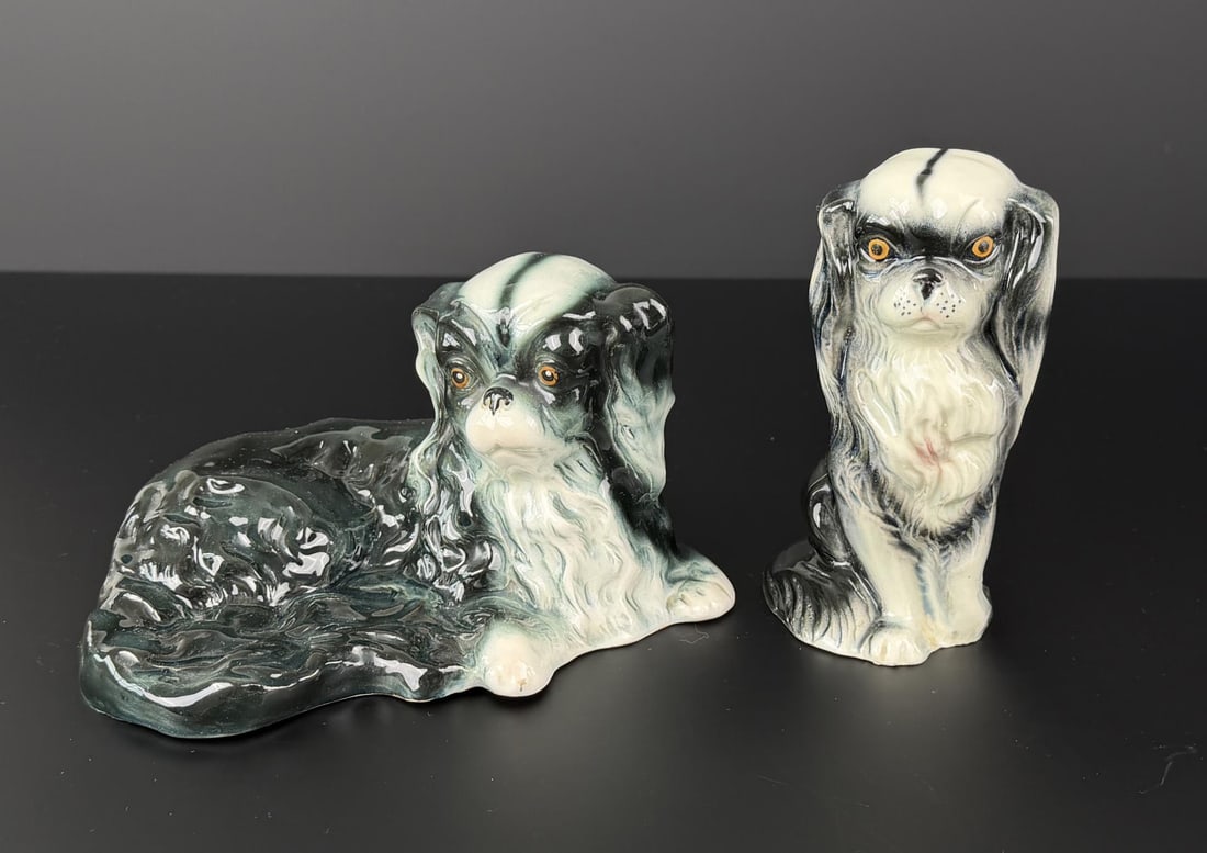 Pair of Porcelain Pekingese Dogs (1 of 6)