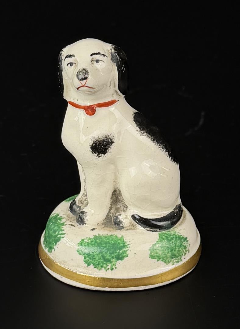 Staffordshire Porcelain King Charles Spaniel: 2 7/8" by 2 1/4" by 1 7/8".