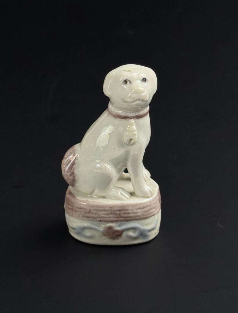 Chinese Export Staffordshire Dog Figurine: 2 7/8" by 1 1/2" by 1".