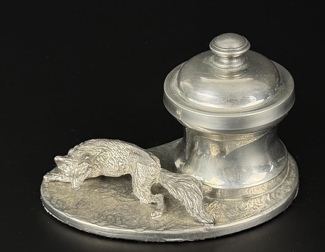English Pewter Fox Inkwell (1 of 6)