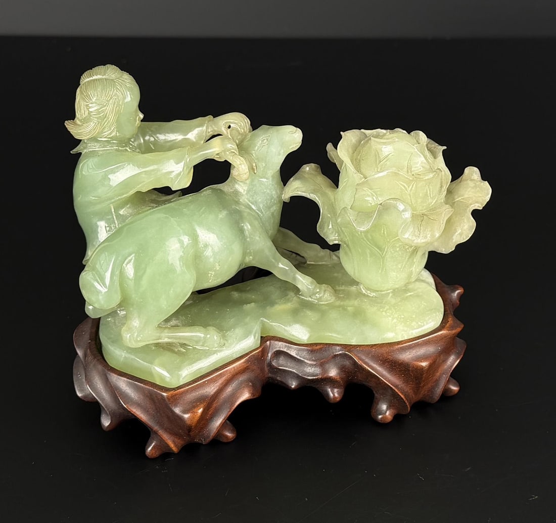 Chinese Xiu Jade Boy with Goat Carving (1 of 5)