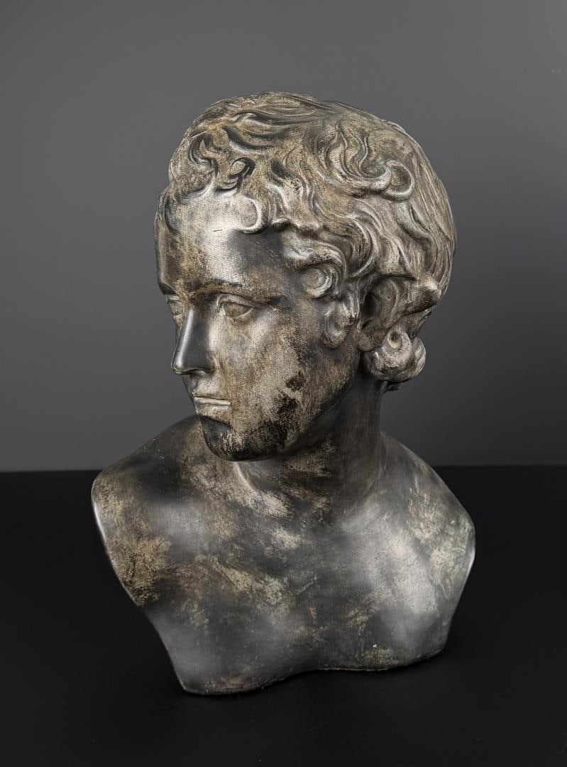 Spelter Bust of a Boy: 14 1/4" by 8 1/2" by 8 1/4".
