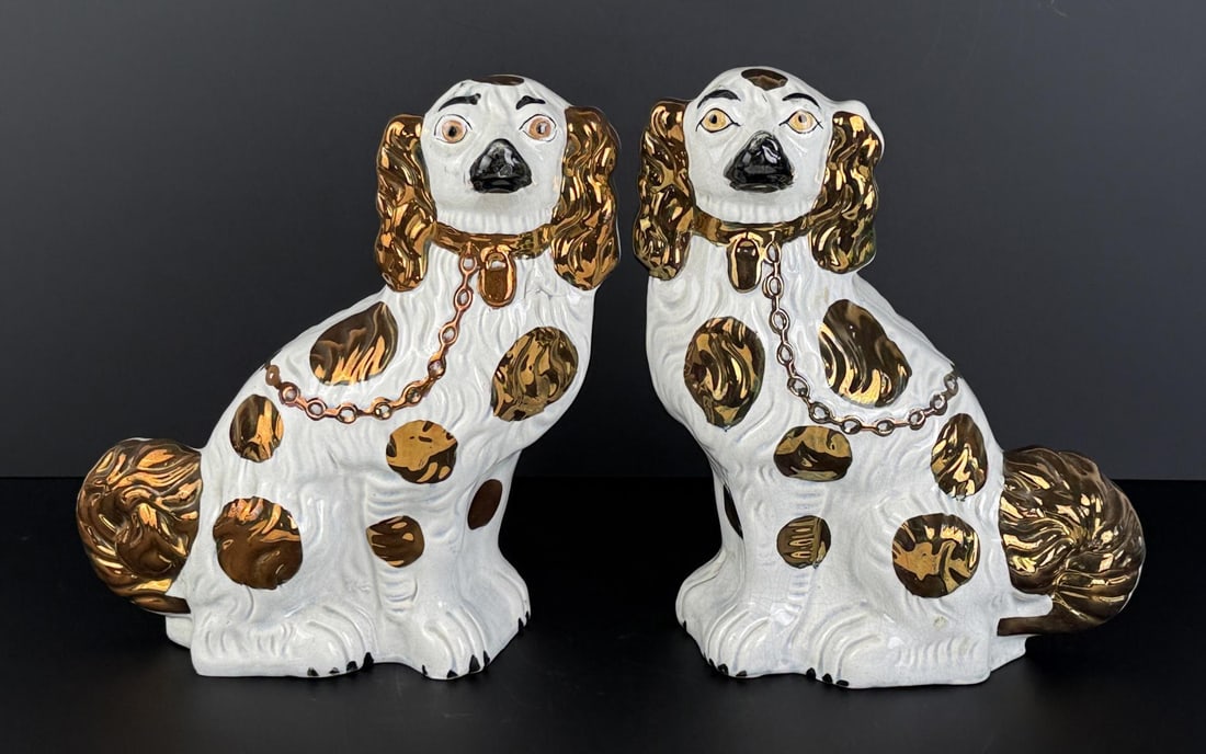 Allison Moore Staffordshire Copper Spaniels Dogs: 11 1/2" by 10 7/8" by 4 1/2".