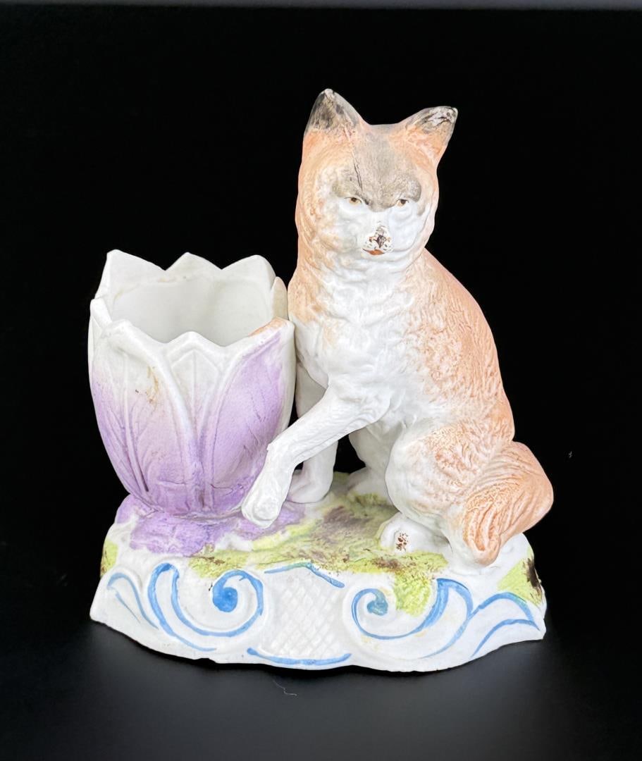 Bisque Fox and Flowers Toothpick Holder (1 of 4)