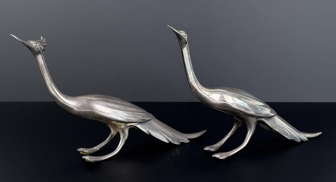 Weidlich Brothers Silver Plate Bird Figurines: 14 1/4" by 5" by 1 7/8".