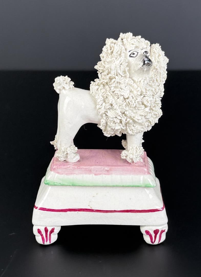 Old Staffordshire Porcelain Confetti Poodle Dog (1 of 5)