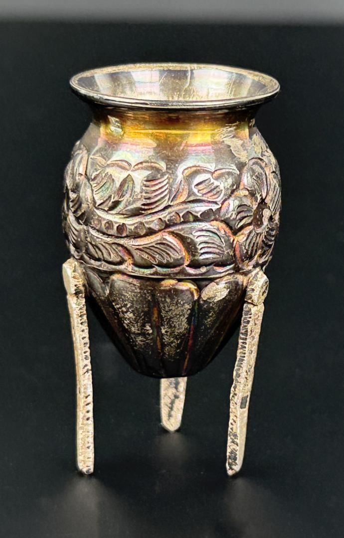 Egyptian Revival Silver Plate Toothpick Holder: 1 7/8" by 1" by 1".