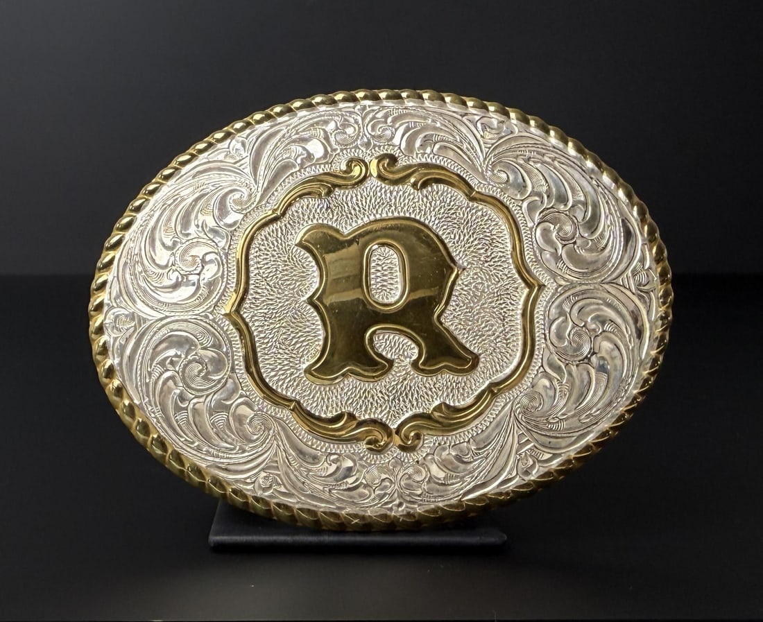 Crumrine Silver Plate Cowboy Belt Buckle (1 of 4)