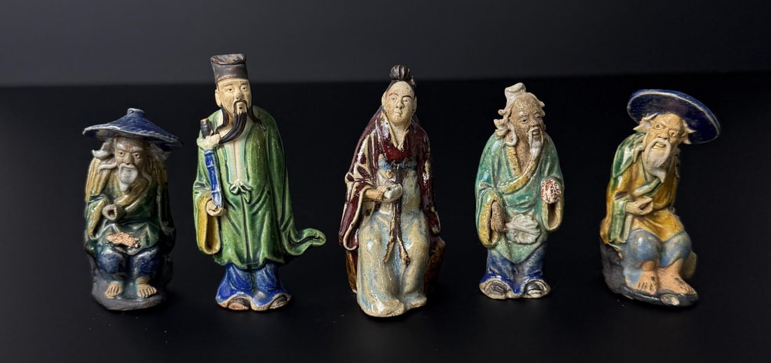 Chinese Pottery Mudmen Figurines (1 of 8)