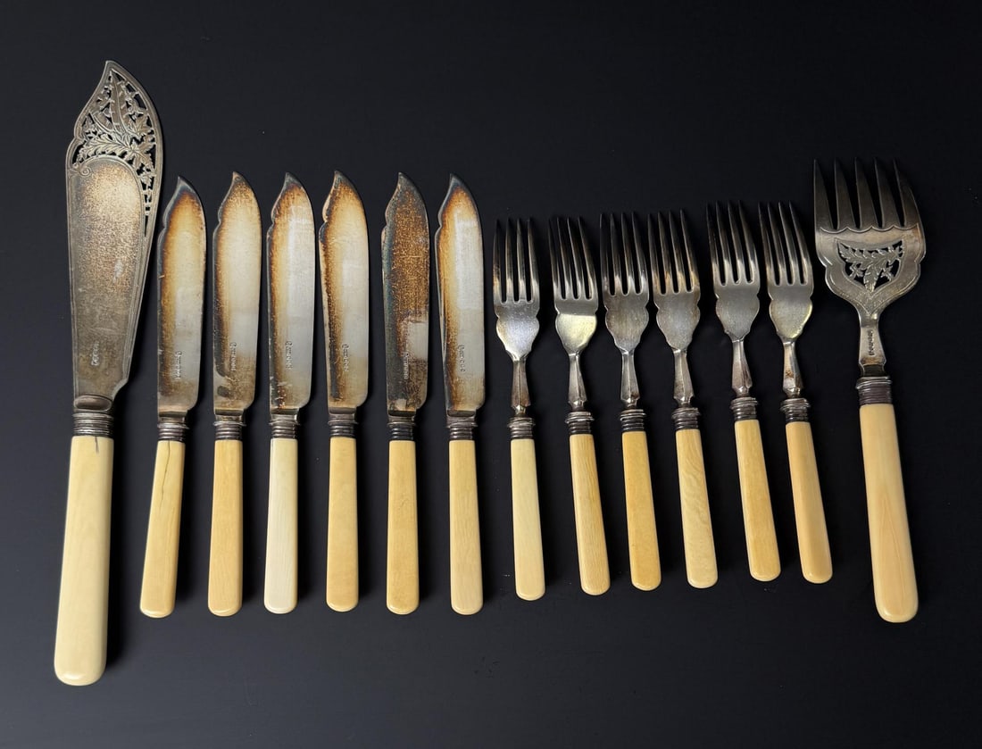 Edwardian Electro Plate Fish Serving Flatware - 2