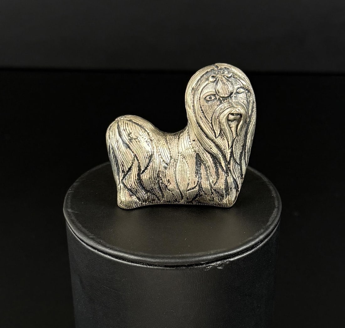 Tibetan Sterling Silver Lhasa Apso Dog Figurine (1 of 6)