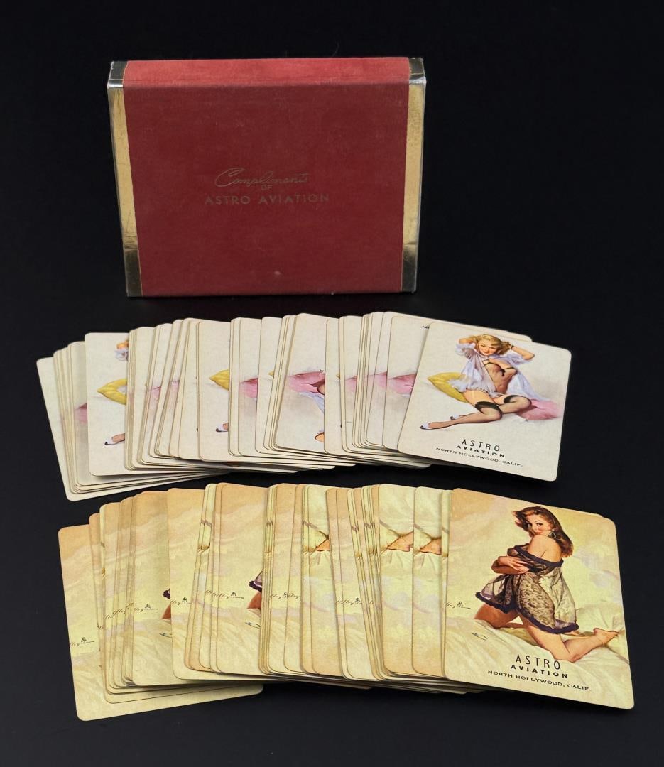 Astro Aviation California Pinup Girl Cards: Nice advertising double deck set for Astro Aviation from North Hollywood California.