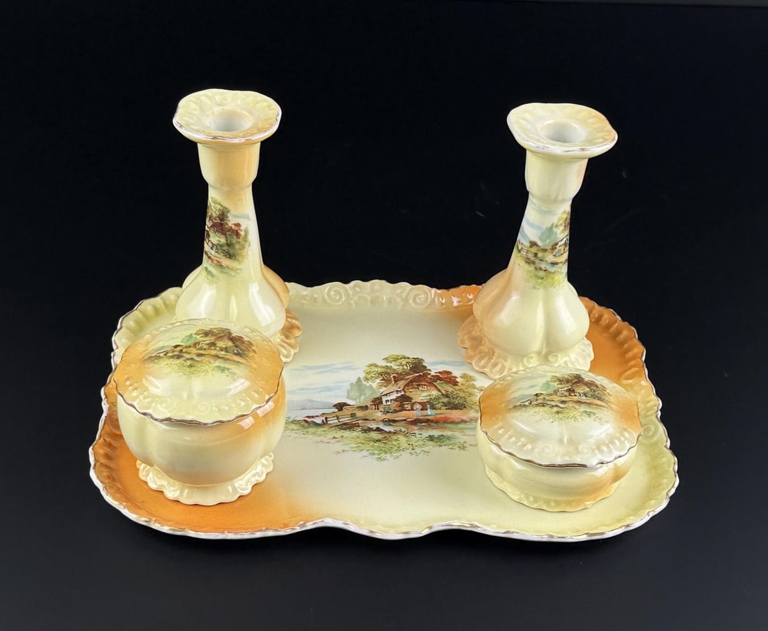 Victoria China Rustic Scenes Dressing Table Set (1 of 6)