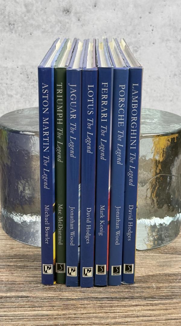 Group of The Legend Series Sports Car Books: Includes books on Lamborghinis, Porcsche, Ferrari, Lotus, Jaguar, Triumph and Aston Martin.