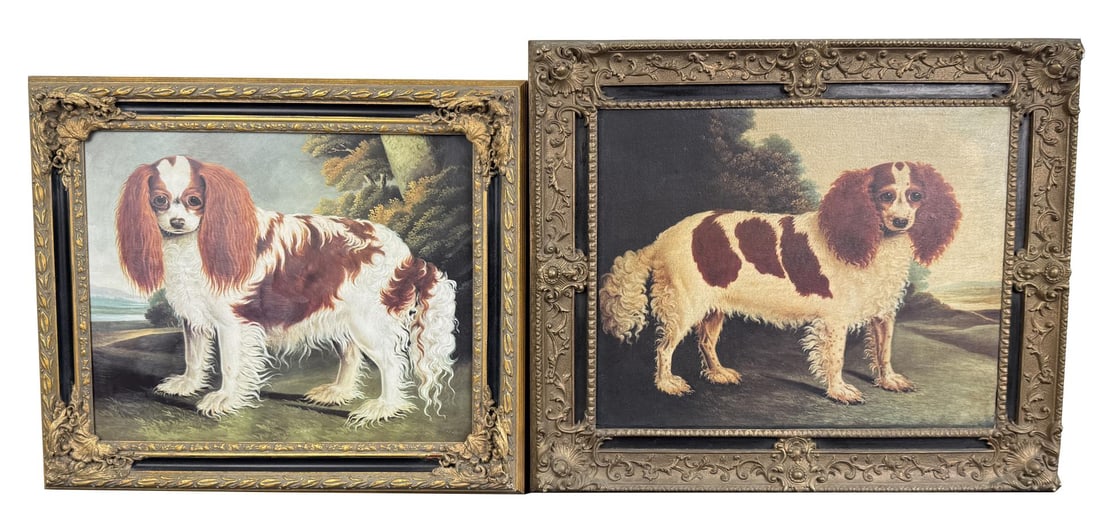 King Charles Spaniel Dog Prints on Canvas: Largest is 22" by 26" framed.