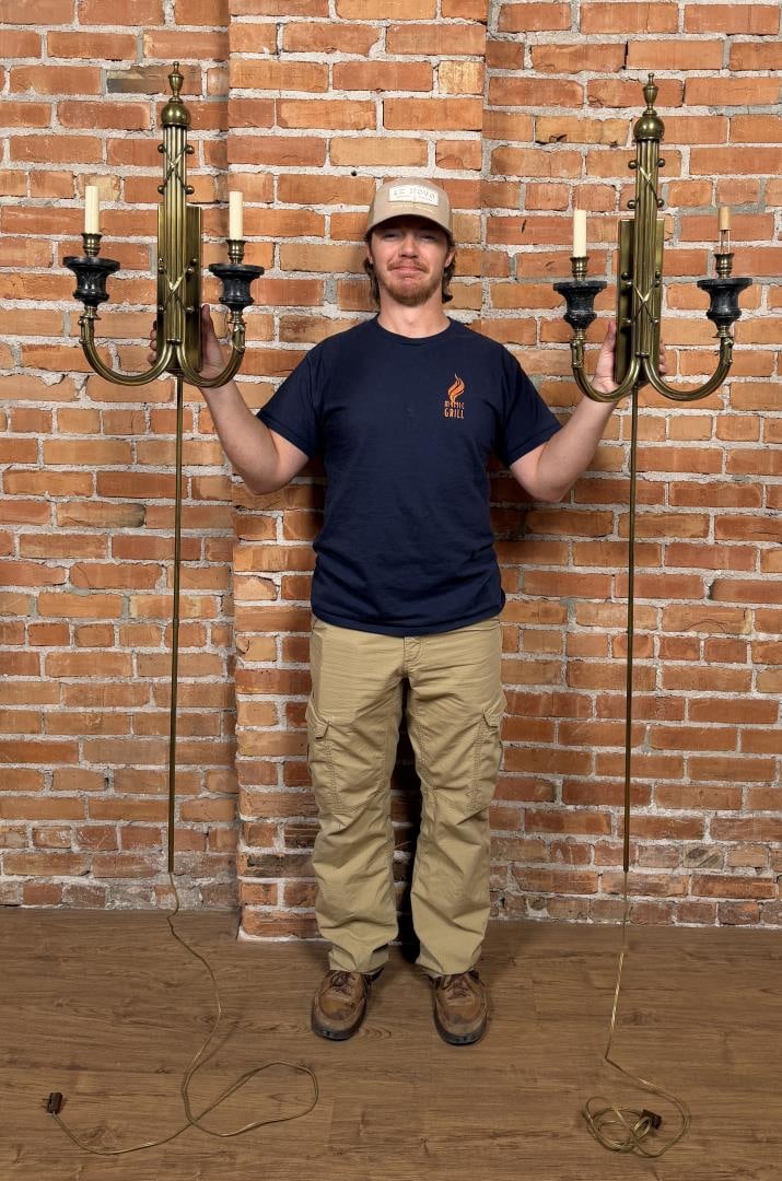 Hollywood Regency Twin Arm Brass Wall Sconces: Dimmable, nice pair.