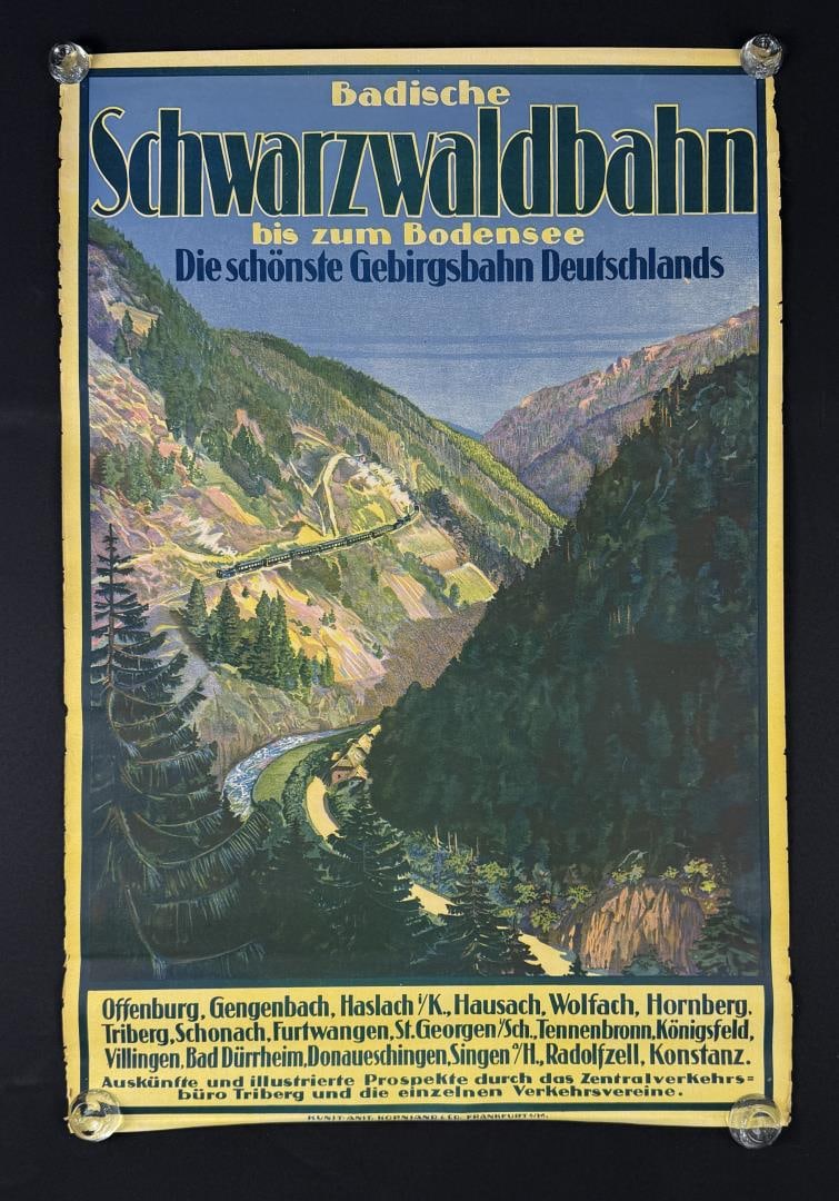 German Baden Black Forest Railway Travel Poster: 23 5/8" by 35".