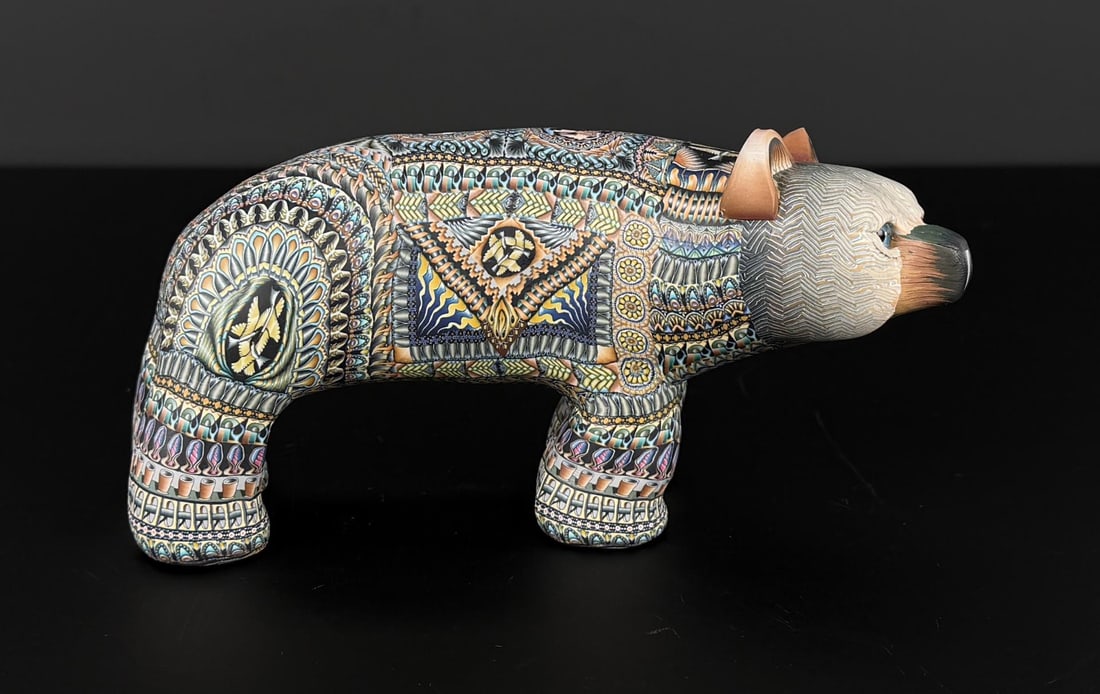 Jon Stuart Anderson Clay Bear: 7" by 3 3/8" by 2 3/4".