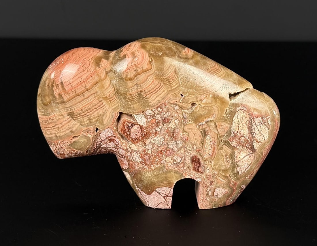 Poppy Jasper Carved Buffalo: 4 1/2" by 3 1/8" by 1"
