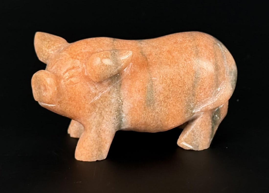 Carved Orange Calcite Pig (1 of 4)