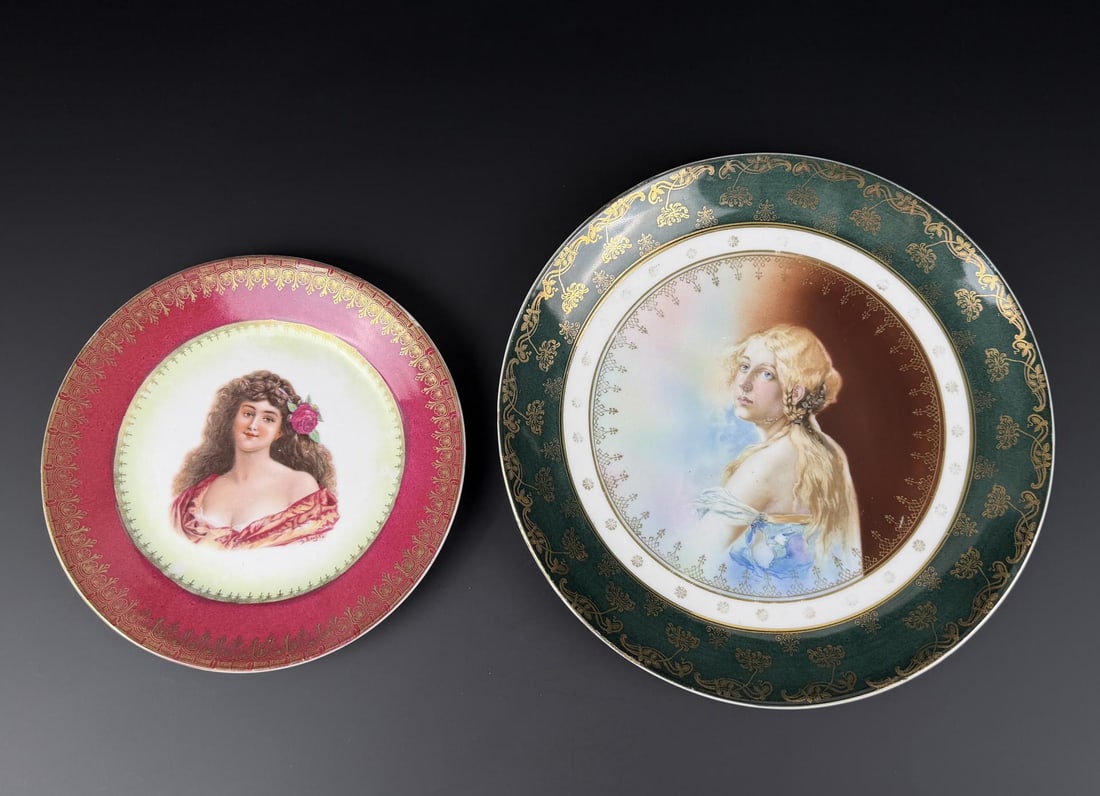 Vienna Porcelain Portrait Plates: Largest is 10 3/4" diameter.