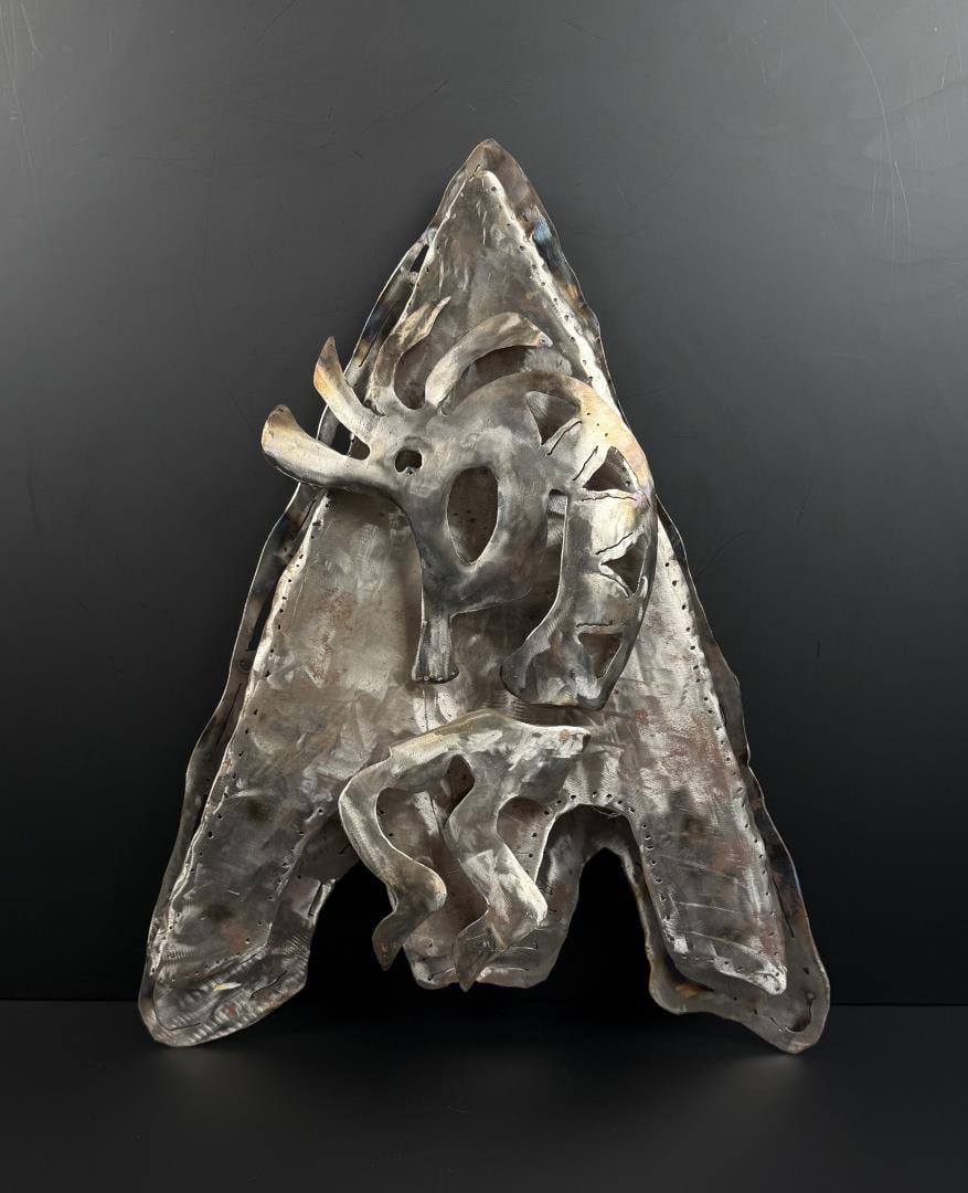 Brutalist Kokopelli Welded Steel Wall Sculpture (1 of 6)