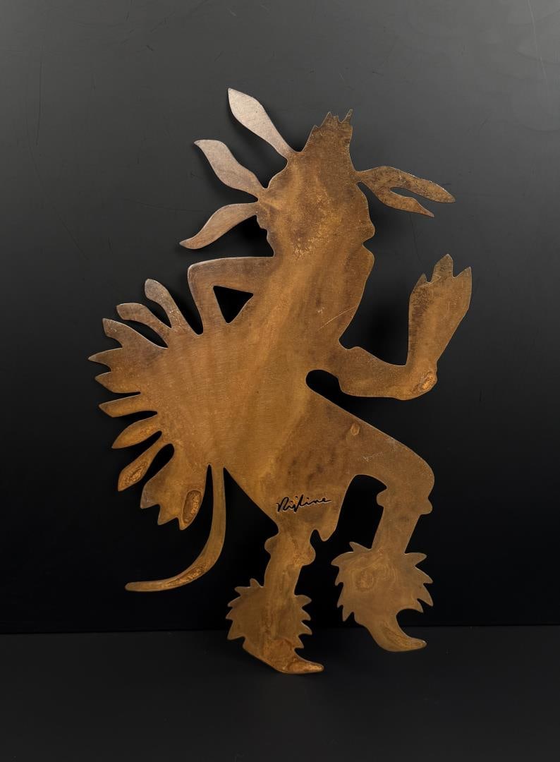 Copper Chicken Dancer Indian Wall Sculpture: 20 1/4" by 13 1/4" by 1"