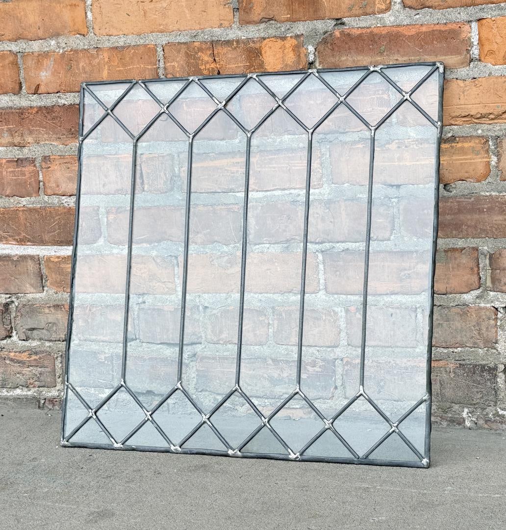 Antique Montana Prairie School Leaded Glass Window: 21" by 20"