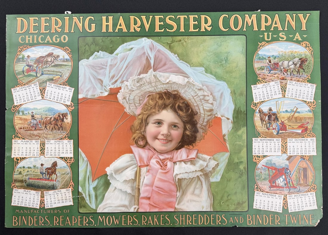 1902 Deering Harvester Company Calendar: Original. 20 3/4" by 30".