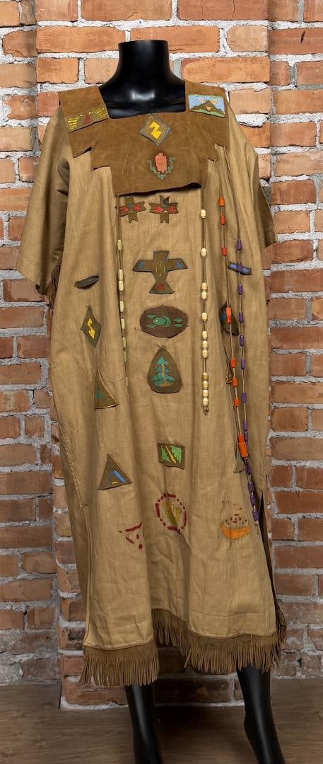 Camp Fire Girls Dress: 21" armpit to armpit, 45" long.