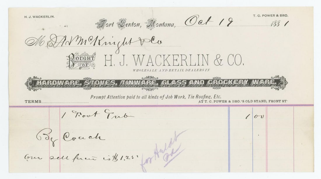 Fort Benton Montana Territory Billhead (1 of 2)