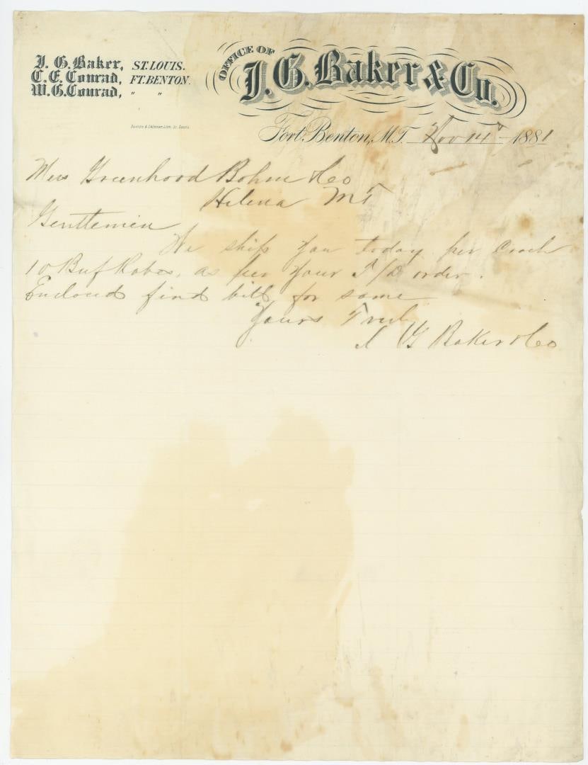 Fort Benton Montana Territory Billhead (1 of 3)