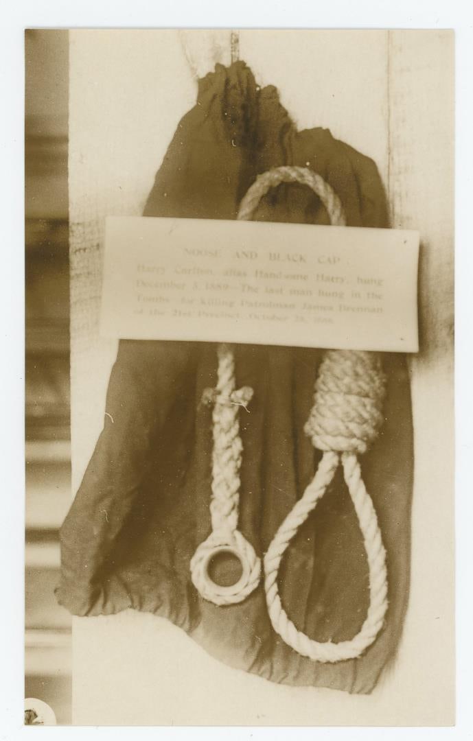 Hanging Noose of Handsome Harry Photo: Last legal execution by hanging in New York City. 4" by 6 1/4".