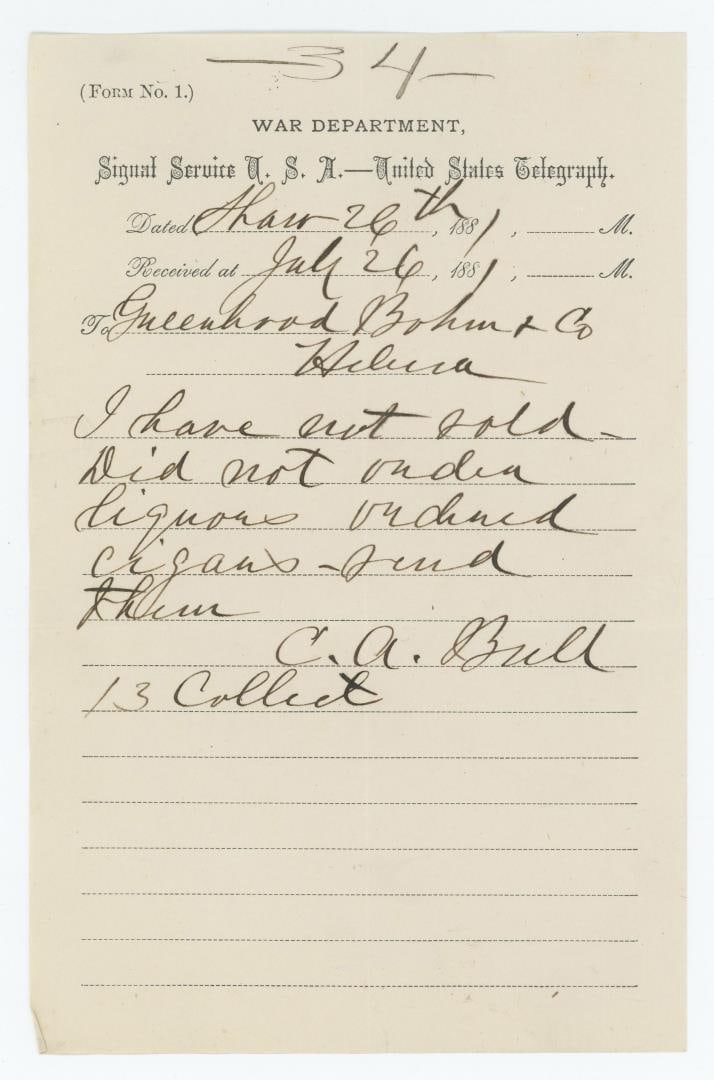 Fort Benton Montana Territory Billhead (1 of 3)