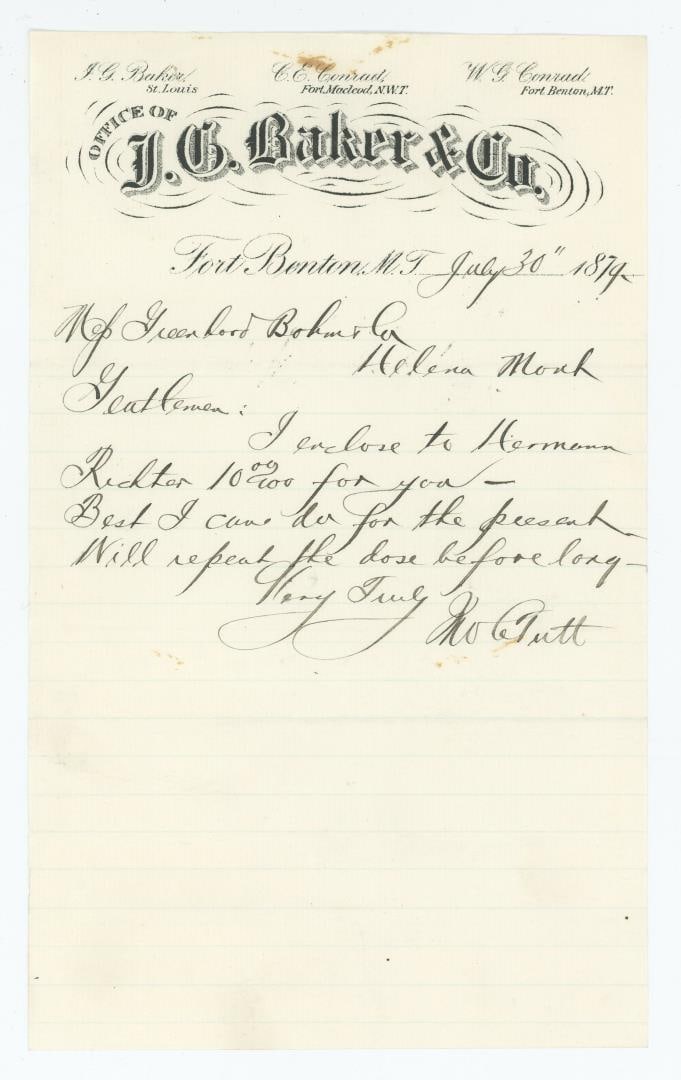 Fort Benton Montana Territory Billhead (1 of 3)