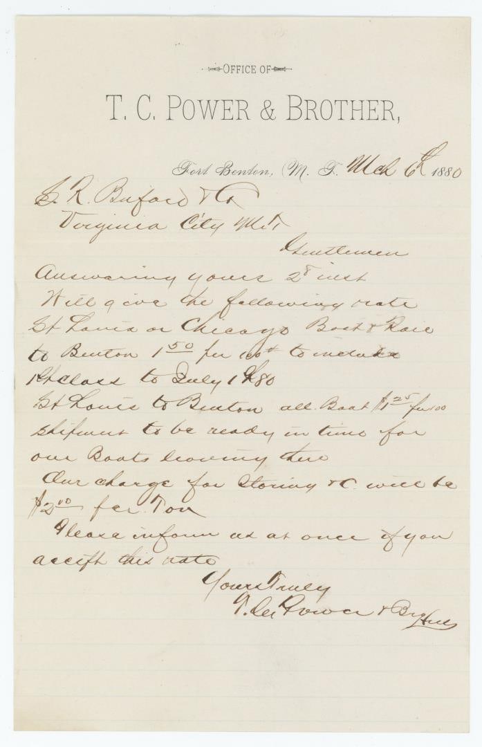 Fort Benton Montana Territory Letter (1 of 3)