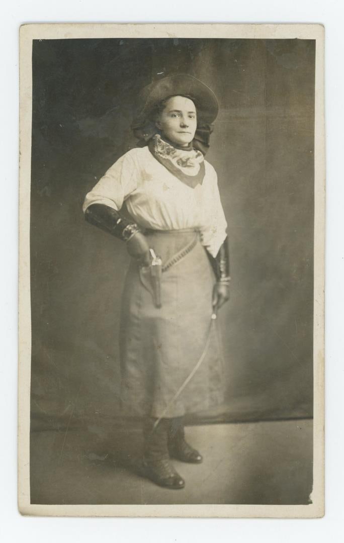 Armed Cowgirl RPPC Postcard (1 of 3)