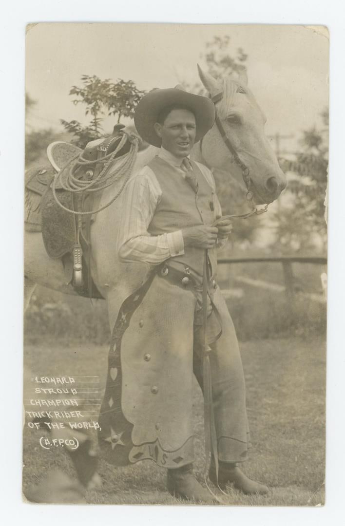 Leonard Stroud Champion Trick Rider RPPC Postcard (1 of 3)