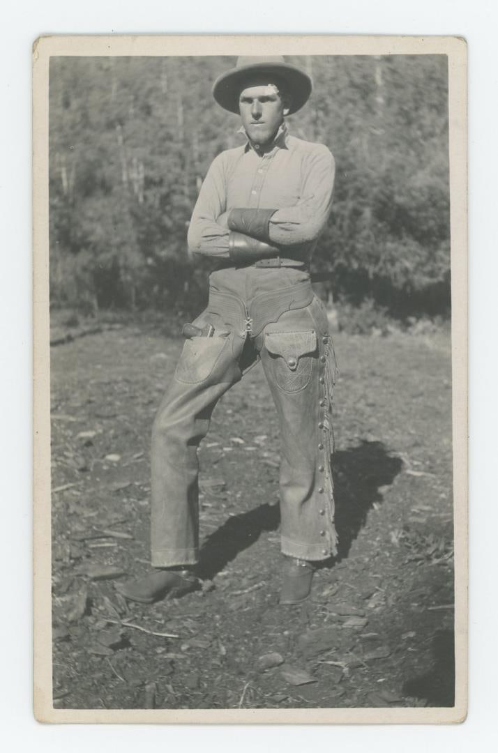 Pete the Buster Armed Cowboy RPPC: Nice image.