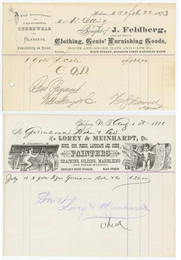 Helena Montana Territory Billheads (1 of 6)