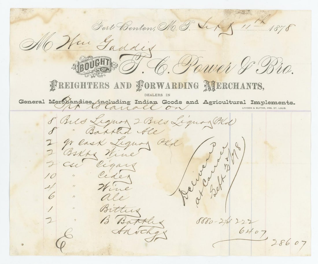 Fort Benton Montana Territory Billhead (1 of 3)