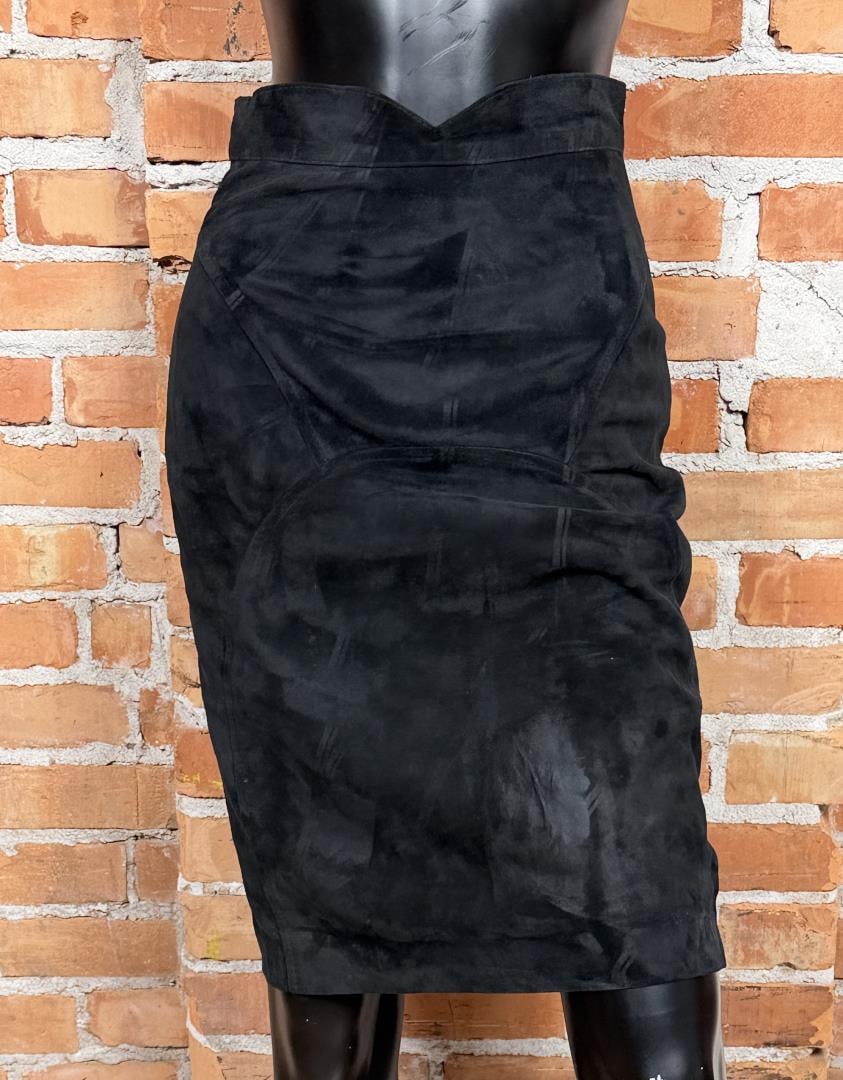 Vintage Jean Claude Jitrois Suede Pencil Skirt: Has some water damage. Size 38.