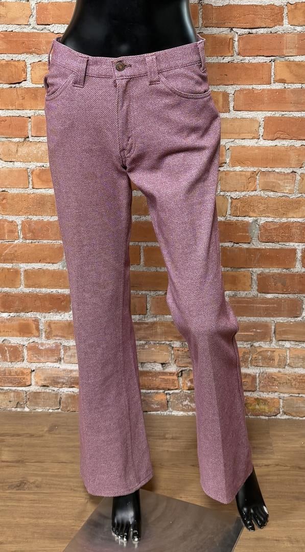 Vintage Levis Big E Tailored Polyester Jeans: Size 30x29. 40" long.