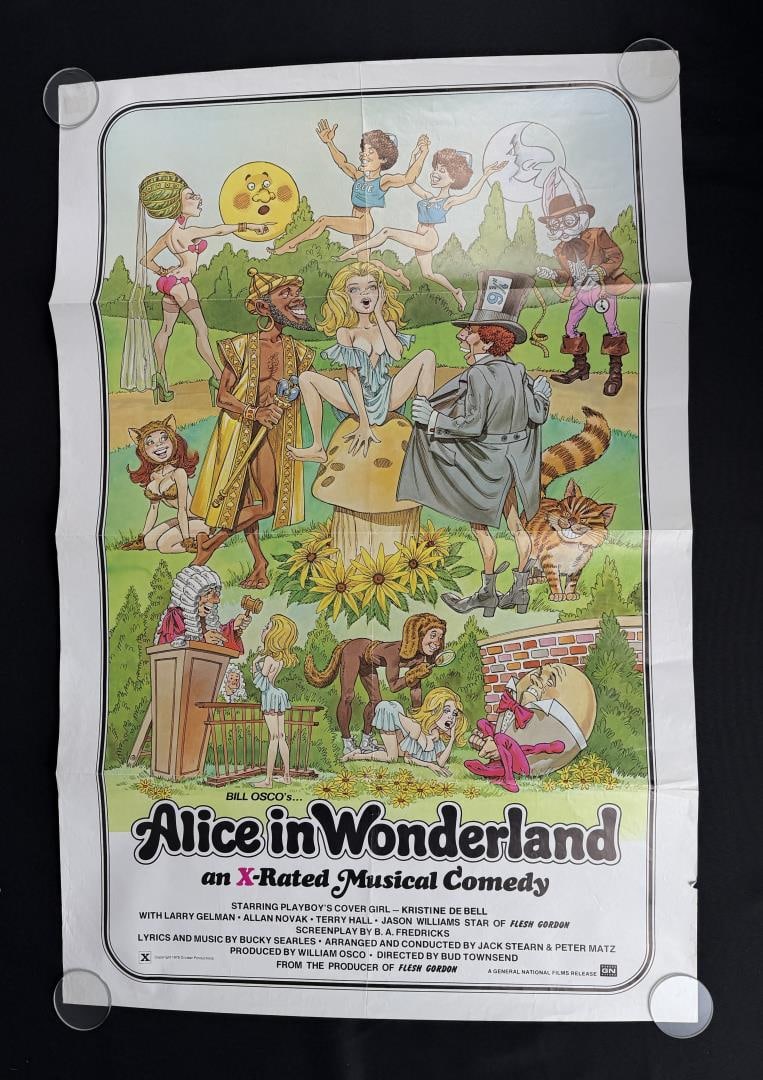 Alice in Wonderland X Rated Musical Poster: Original 1976 poster, staring Playboy Playmate Kristine DeBell. 40 1/4" by 27 1/8".