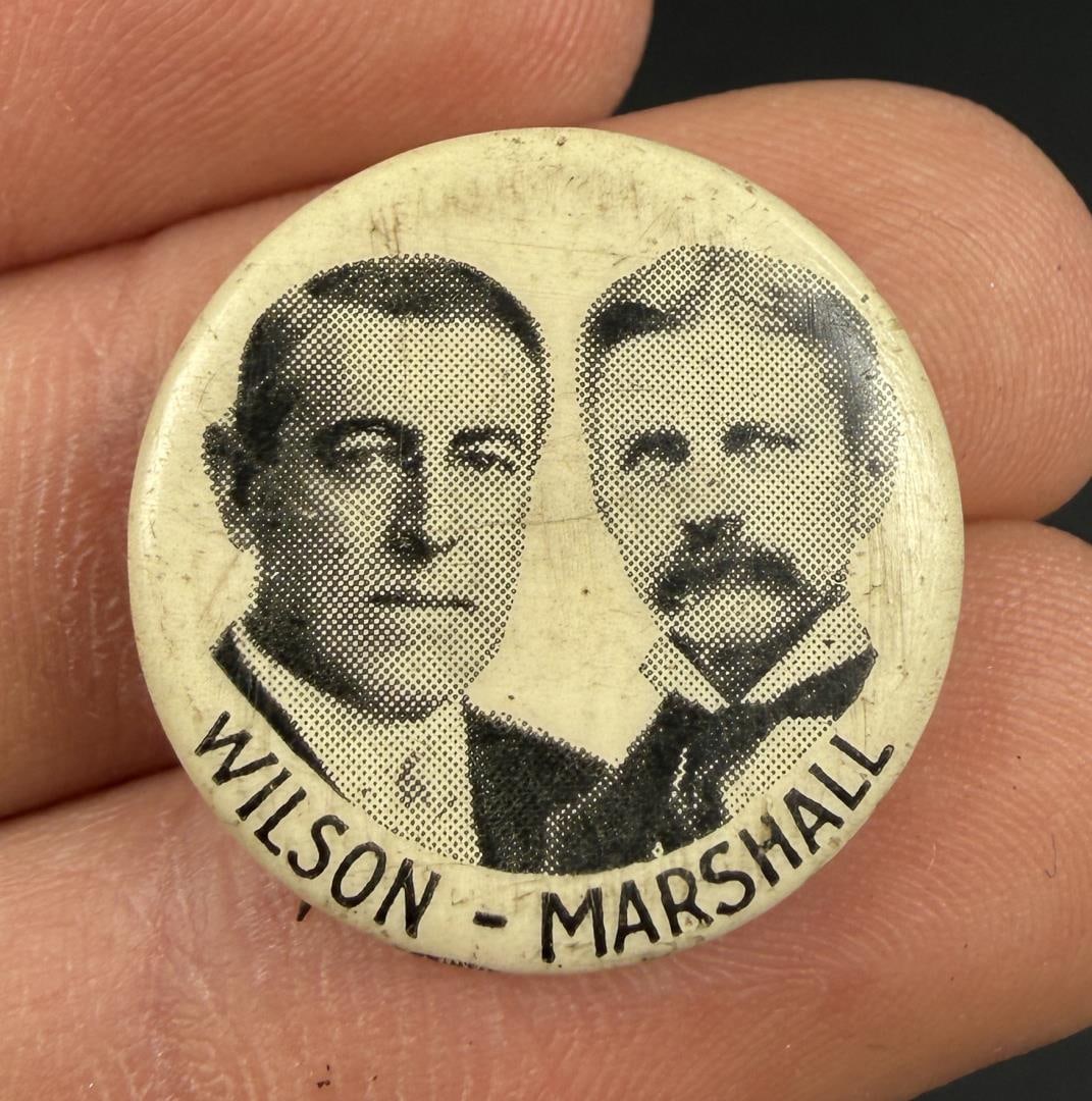 1912 Wilson Marshall Political Campaign Button: Allied Printing. 3/4" diameter.