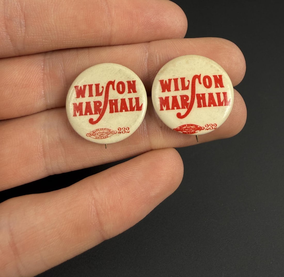 1916 Wilson Marshall Political Campaign Buttons: Allied Printing.