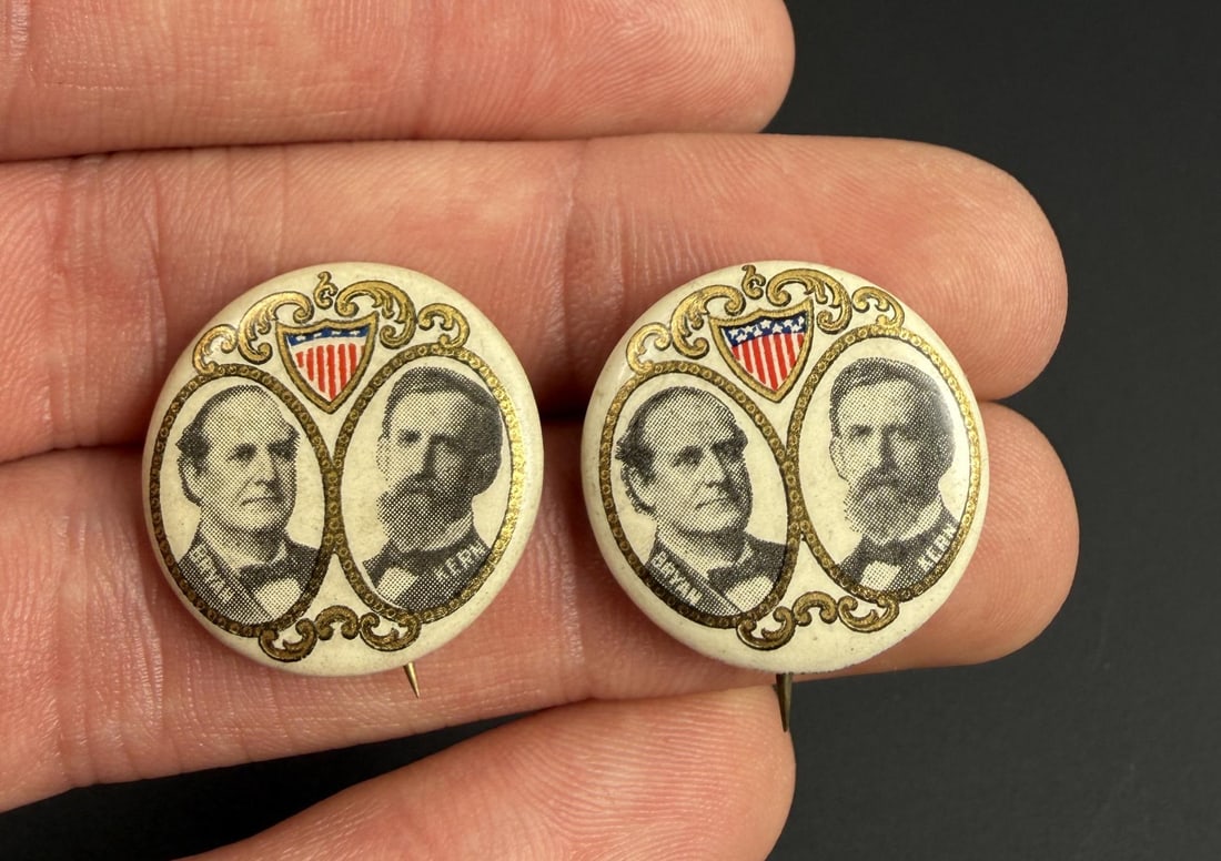 1908 William Bryan John Kern Political Buttons: Nice grouping. 3/4" diameter.
